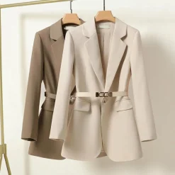 Jassen Dames*LISA - Luchtige lange blazer met riem voor dames, perfect voor de zomer