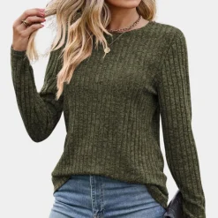 Topjes & Shirts Dames*Lisbete - Geribd T-shirt met ronde hals voor de zomer