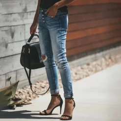 Broeken & Rokken Dames*LISELOTTE - Vrouwen gescheurde zomerjeans