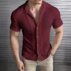 Shirts Heren*Lorenzo - Ademend gebreid herenoverhemd voor de zomer