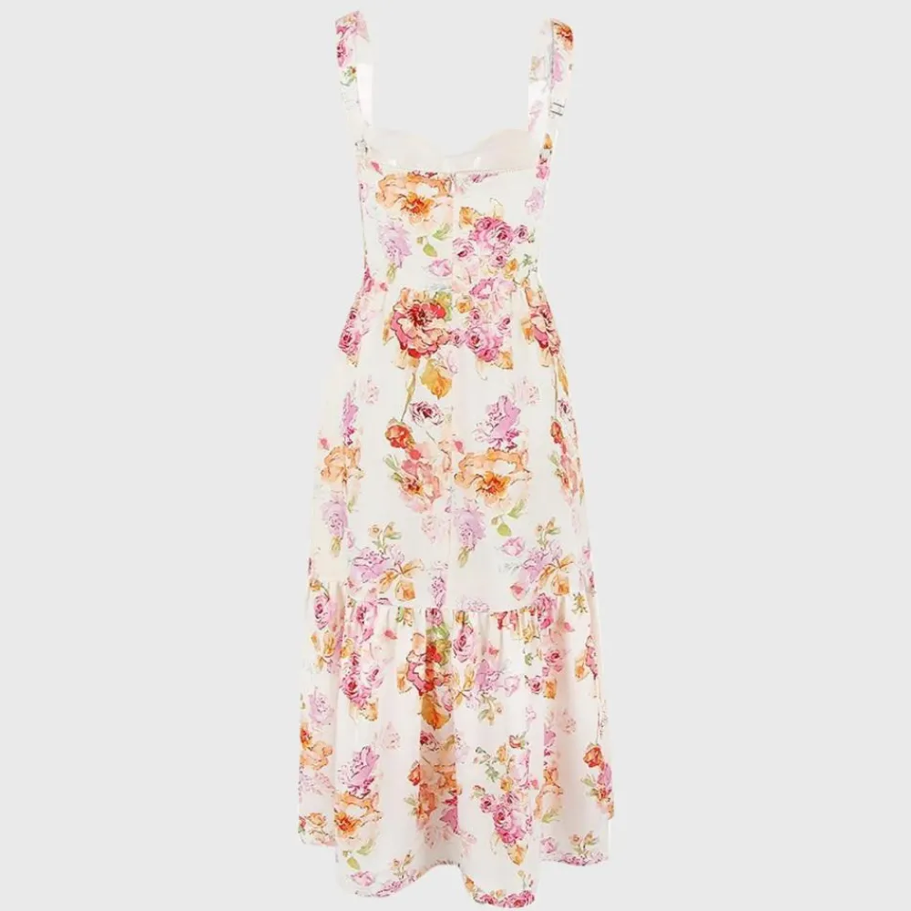 Jurken & Jumpsuits Dames*Lucca - Zomerse gebloemde en uitlopende midi-jurk Roze