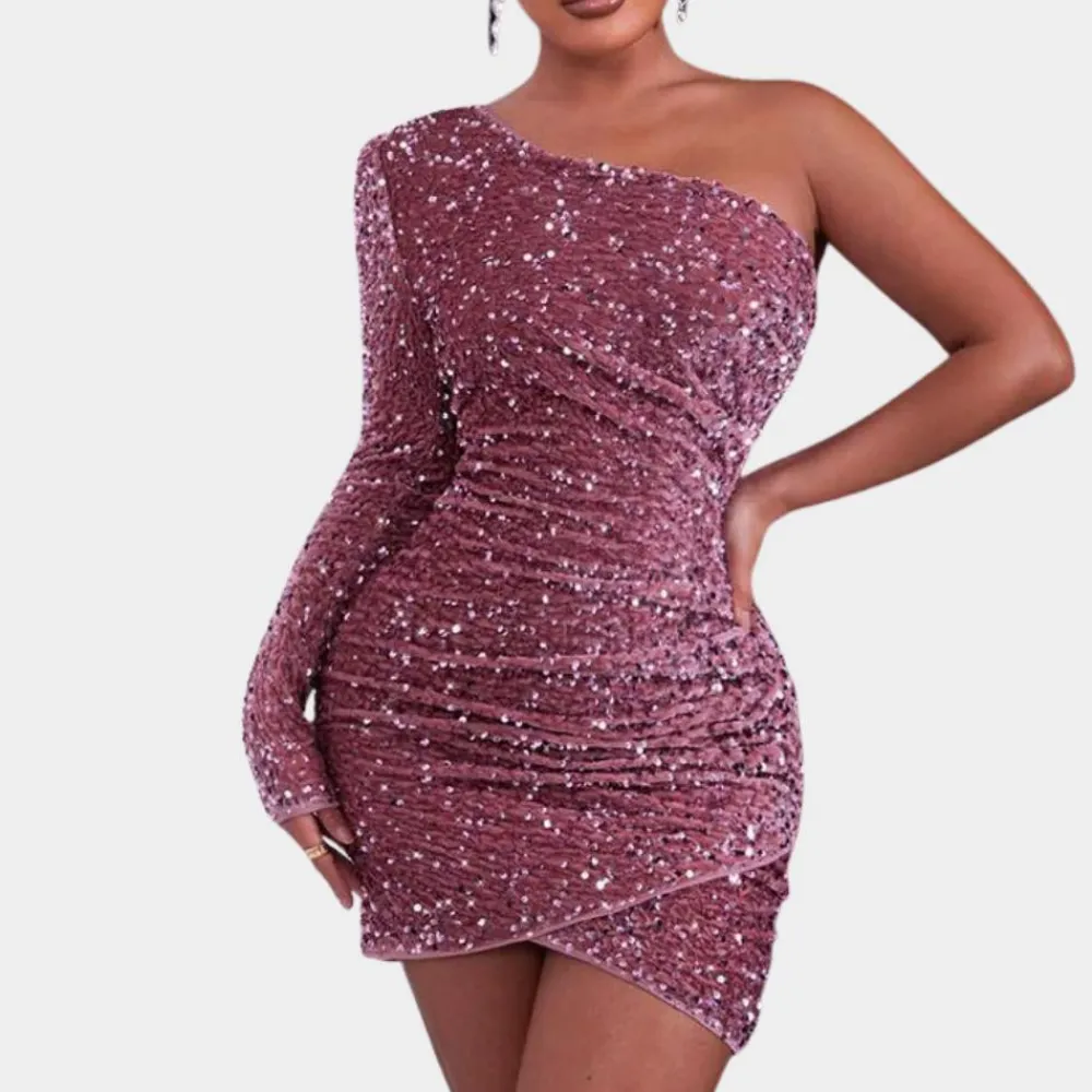 Jurken & Jumpsuits Dames*Lucienne - Zomerse paillettenjurk met één schouder voor dames