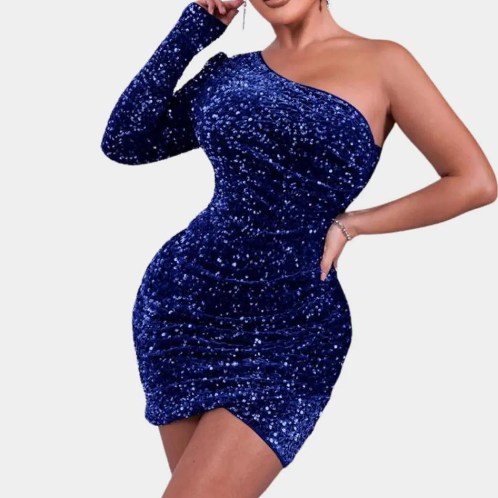 Jurken & Jumpsuits Dames*Lucienne - Zomerse paillettenjurk met één schouder voor dames