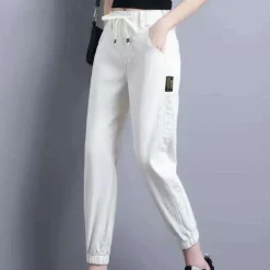 Broeken & Rokken Dames*Lucrezia - Casual damesjeans met verstelbaar koord voor de zomer