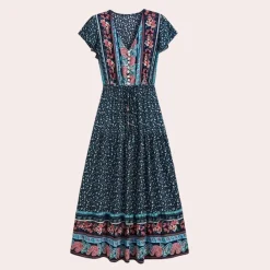 Jurken & Jumpsuits Dames*Ludmila - Zomerse bloemige boho jurk voor dames
