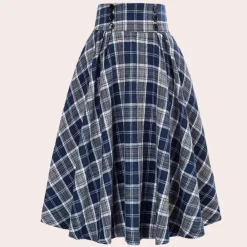 Broeken & Rokken Dames*Luminita - Stijlvolle A-lijn gestrikte geruite zomerrok