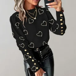 Topjes & Shirts Dames*Luvianna - Stijlvolle damesblouse met hartjesprint voor de zomer