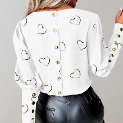 Topjes & Shirts Dames*Luvianna - Stijlvolle damesblouse met hartjesprint voor de zomer