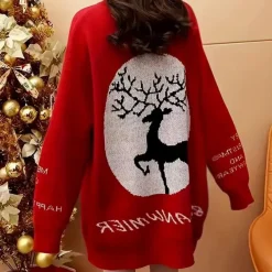 Truien & Vesten Dames*LYDIA - Stijlvolle Kersttrui voor Dames Rood