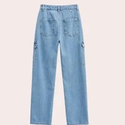 Broeken & Rokken Dames*MAILANI - Stijlvolle Denim Cargo Broek voor Dames - Zomerse Editie Lichtblauw