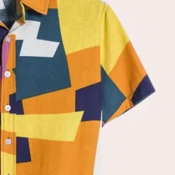 Shirts Heren*Manfred - Herenoverhemd met elegante geometrische print voor de zomer