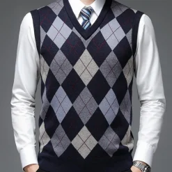 Truien & Vesten Heren*Manolis - Modieus mouwloos herenvest met V-hals voor de zomer