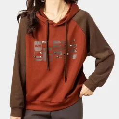 Truien & Vesten Dames*Margaretta - Trendy dameshoodie voor dagelijks gebruik, perfect voor de lente en zomer Bruin