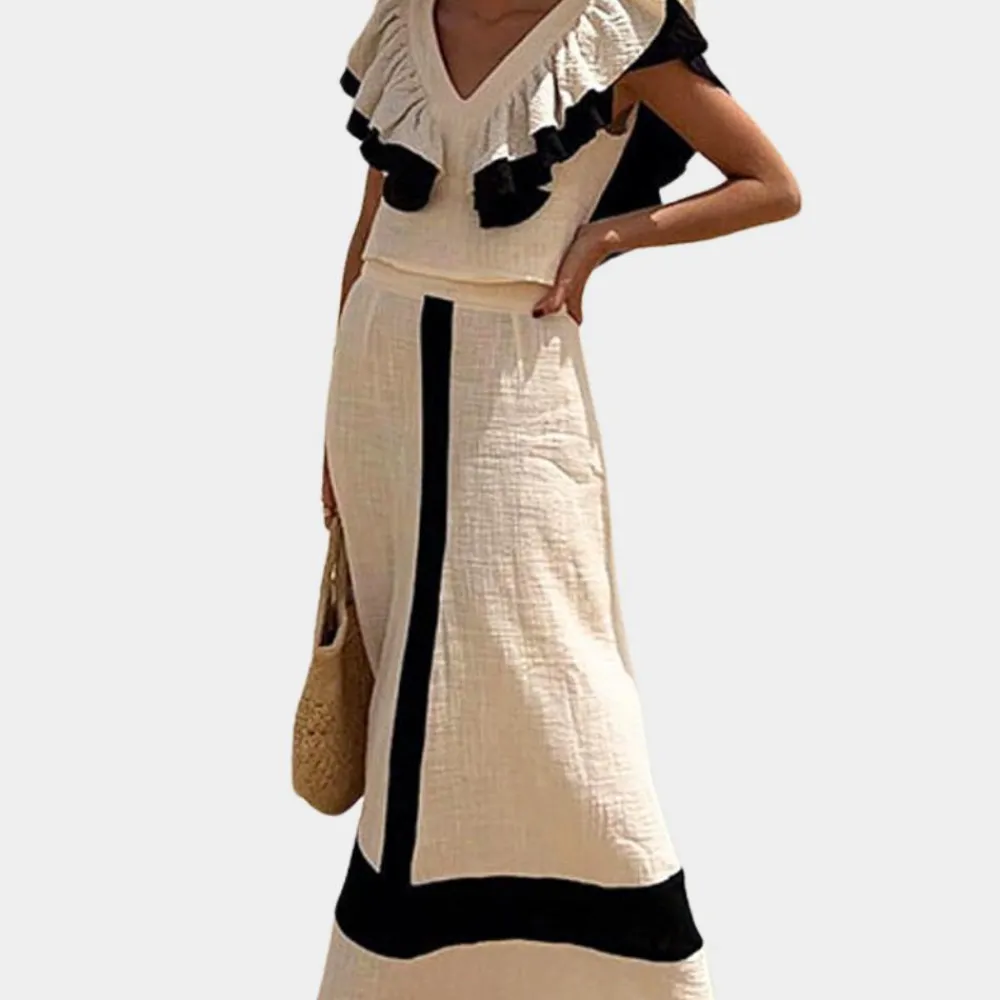 Sets Dames*Mariana - Modieuze 2-delige damesset voor de Zomer Beige