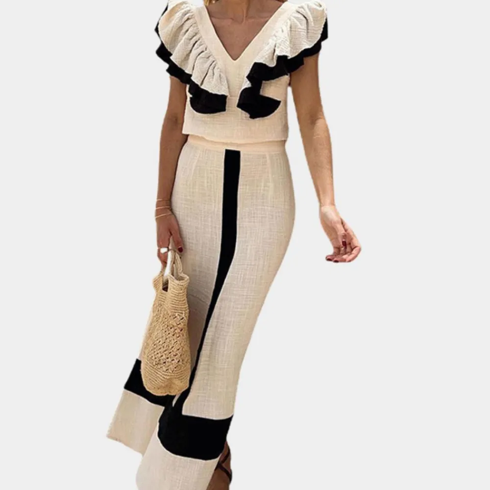 Sets Dames*Mariana - Modieuze 2-delige damesset voor de Zomer Beige