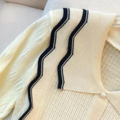 Truien & Vesten Dames*Marioria - Elegante Contrast Kraag Damestrui voor de Zomer Abrikoos