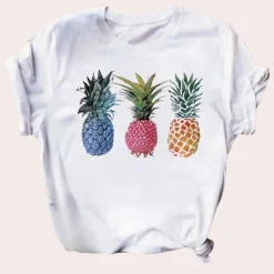 Topjes & Shirts Dames*Marisol – Levendige Ananasprint Zomershirt voor Dames