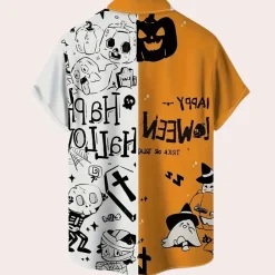 Shirts Heren*Mariusz - Stijlvol zomer- en Halloween-overhemd voor mannen Oranje