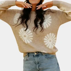 Truien & Vesten Dames*MARLEY - Modieuze Gebreide Zomertop voor Dames Beige