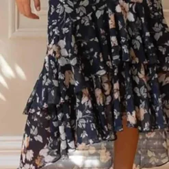 Jurken & Jumpsuits Dames*MARTHA - Elegante zomer bloemenjurk Marineblauw