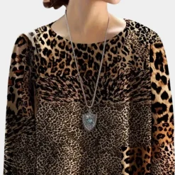 Truien & Vesten Dames*MARTHA - Unieke Dames Zomertrui met Luipaardprint Bruin