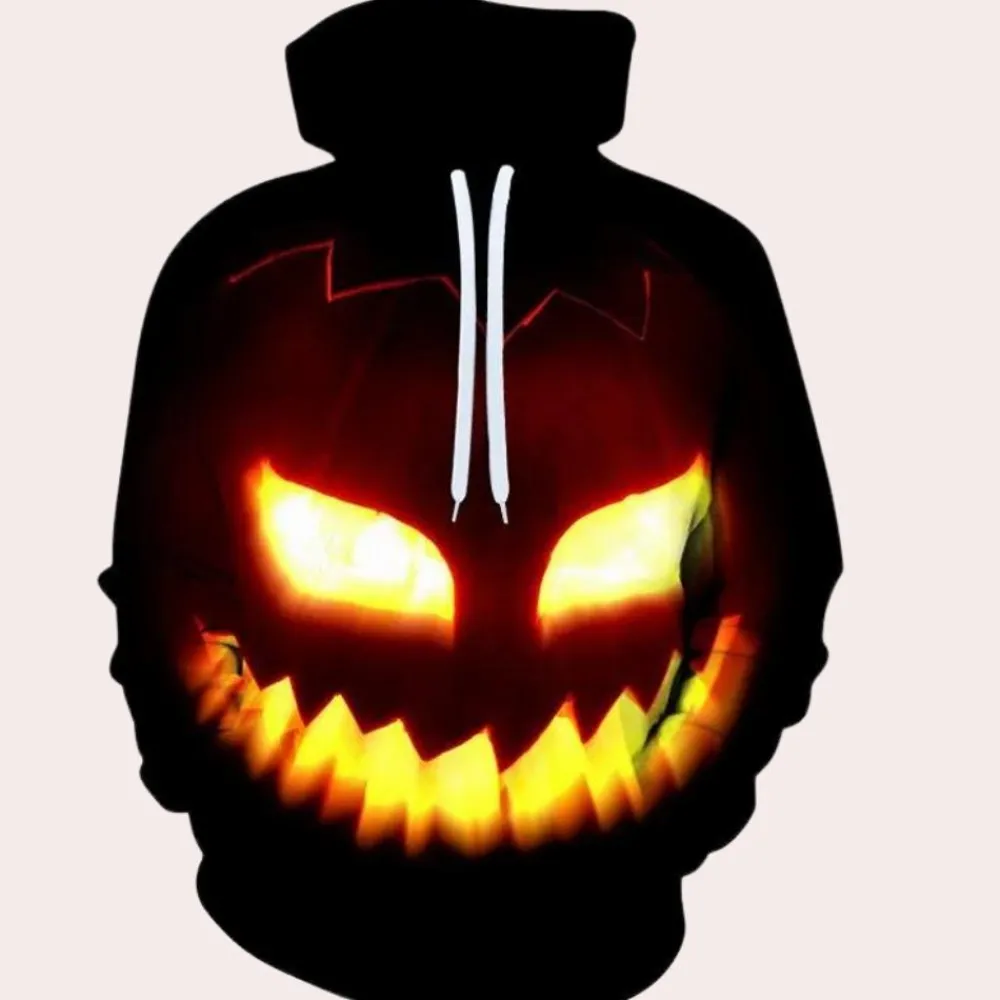 Jassen Heren*Marton - Stijlvolle Zomerse pompoen print Hoodie voor heren Zwart