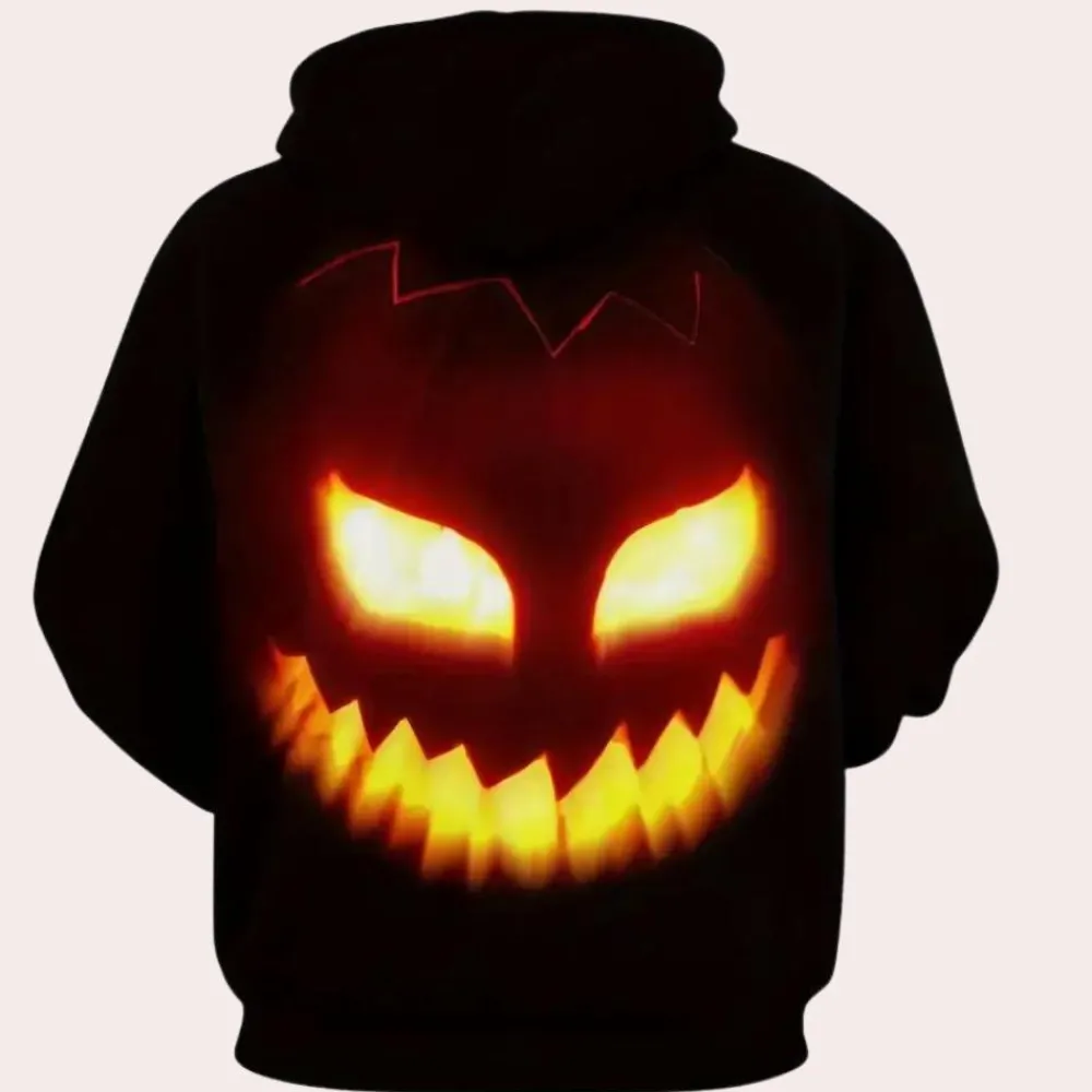 Jassen Heren*Marton - Stijlvolle Zomerse pompoen print Hoodie voor heren Zwart