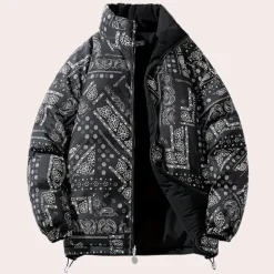 Jassen Heren*Maslen - Stijlvol Reversibel Herenjack in Paisley Zwart