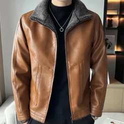 Jassen Heren*MELE - Casual Motorjas voor Heren - Perfect voor de Zomer Bruin