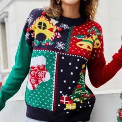 Truien & Vesten Dames*MELODY - Comfortabele Kersttrui voor Dames Marineblauw