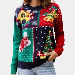 Truien & Vesten Dames*MELODY - Comfortabele Kersttrui voor Dames Marineblauw