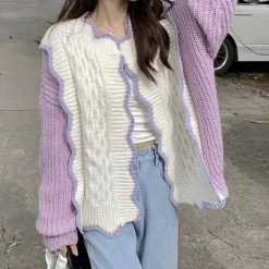 Truien & Vesten Dames*Melusina - Trendy en comfortabel gebreid damesvest voor de zomer Paars