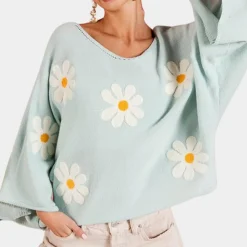 Truien & Vesten Dames*Mia - Gebloemd Geborduurd Damestrui voor de Lente/Zomer