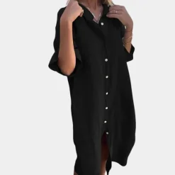 Jurken & Jumpsuits Dames*Mia - Luchtige zomerse damesoverhemdjurk met zakken