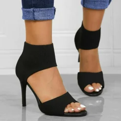 Damesschoenen*MICHALINA - Modieuze zomerse hoge hakken Zwart