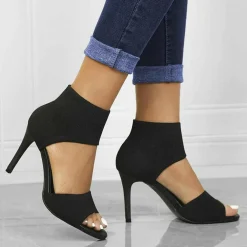 Damesschoenen*MICHALINA - Modieuze zomerse hoge hakken Zwart