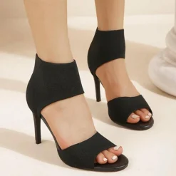 Damesschoenen*MICHALINA - Modieuze zomerse hoge hakken Zwart