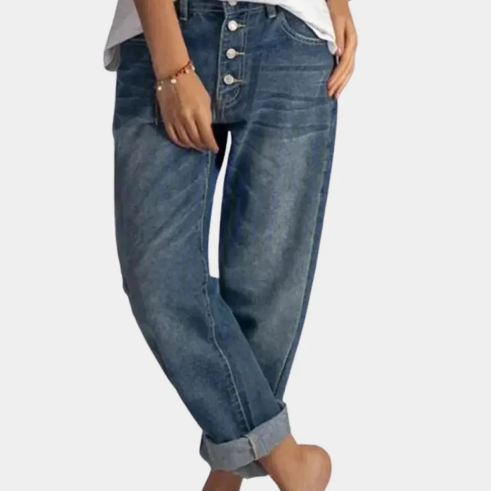 Broeken & Rokken Dames*MIHAI - Stijlvolle Hoge Taille Zomerjeans voor Dames Blauw