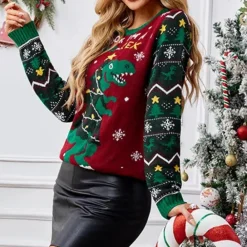 Truien & Vesten Dames*MINA - Klassieke Kersttrui voor Dames Bordeaux