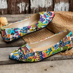 Damesschoenen*Modieuze en kleurrijke zomerse platte damesschoenen Blauw