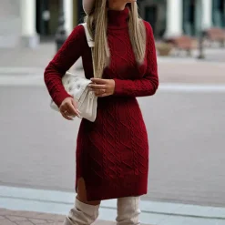 Truien & Vesten Dames*Nalani - Lange grof gebreide zomerjurk met col voor dames