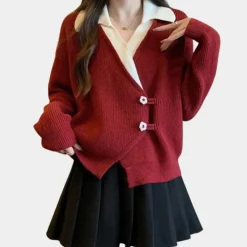 Truien & Vesten Dames*NANCY - Elegante Gebreide Zomerse Trui voor Dames Rood