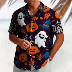 Shirts Heren*Nandor - Stijlvol Zomer Halloween Shirt met Griezelig Motief Paars