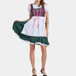 Jurken & Jumpsuits Dames*Natascha - Betoverende Zomerse Dirndl Jurk voor Oktoberfest Paars