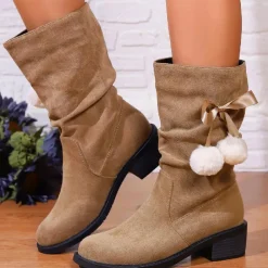 Damesschoenen*NATASHA - Luxe Zomerse Enkellaarsjes voor Dames Khaki