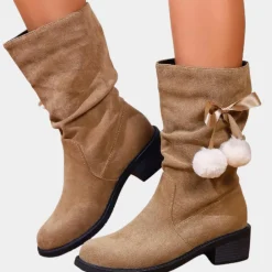 Damesschoenen*NATASHA - Luxe Zomerse Enkellaarsjes voor Dames Khaki