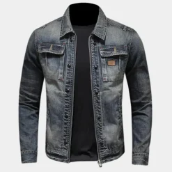 Jassen Heren*NATHAN - Stijlvol Zomers Spijkerjack voor Heren Blauwgrijs