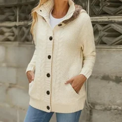 Truien & Vesten Dames*NAYLANI - Trendy Zomervest Met Capuchon voor Dames Beige