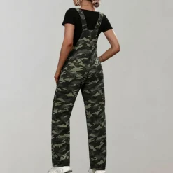 Jurken & Jumpsuits Dames*Neea - Stijlvolle camouflage dames jumpsuit voor de zomer Legergroen