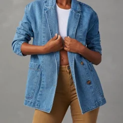 Jassen Dames*Nessa - Casual en stijlvolle denim jas voor dames, perfect voor de lente en zomer Blauw